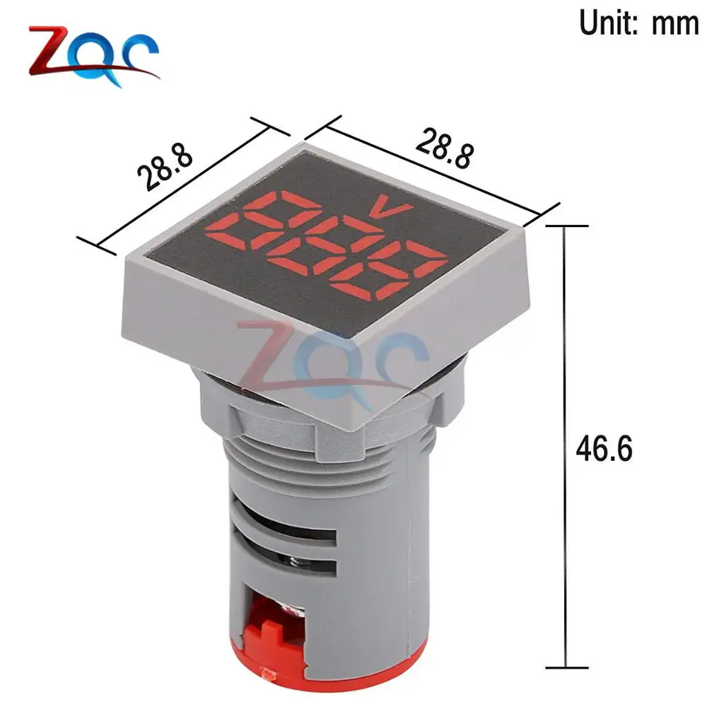 Square LED Digital Dual Display Voltmeter Ammeter Signal Lights Volt Voltage Gauge Current Tester Meter AC 60-500V 0-100A 220V