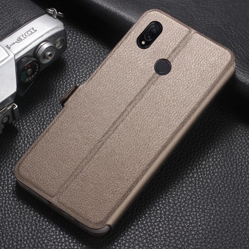Business Double View Window Flip PU Leather Case For Xiaomi Redmi Note 5 7 Pro 7A 8 8A 4X 5X 6X Mi 10T Pro Lanyard Buckle Case