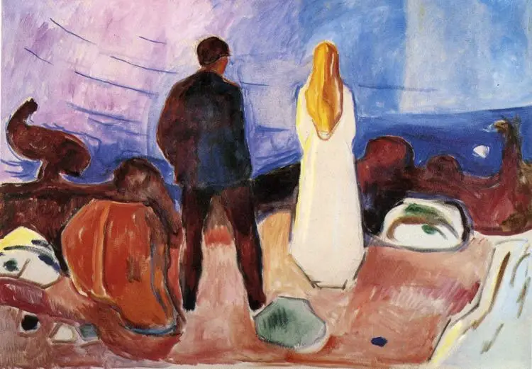 

Oil Painting Reproduction on Linen Canvas,the-lonely-ones-1935 by Edvard Munch,100% handmade,abstract oil painting