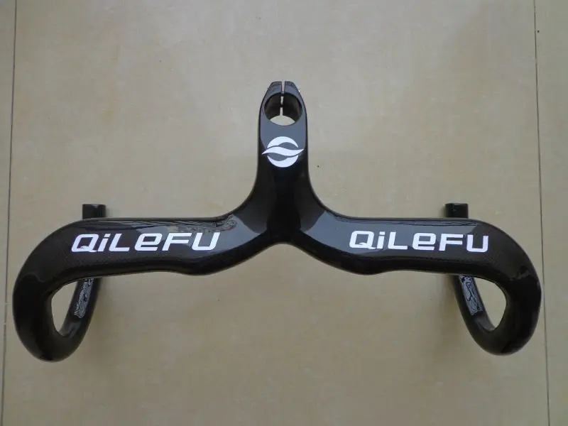 New arrival QILEFU Road bike 3K full carbon fibre bicycle handlebar and stem integratived with computer stent hole