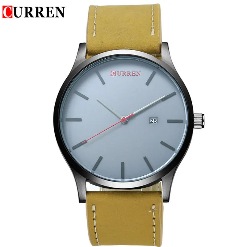 2016 New CURREN Top Brand Watches Men High Quality Leather Calendar Quartz Clock Male Sport Wristwatch 3ATM Relogio Masculino