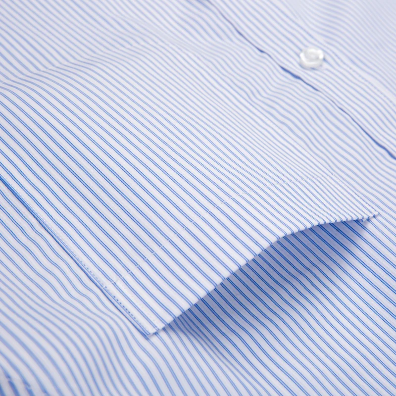 Camicie classiche da uomo 100% cotone Non in ferro tasca singola con toppa manica lunga camicia elegante a righe scozzese da lavoro formale dalla