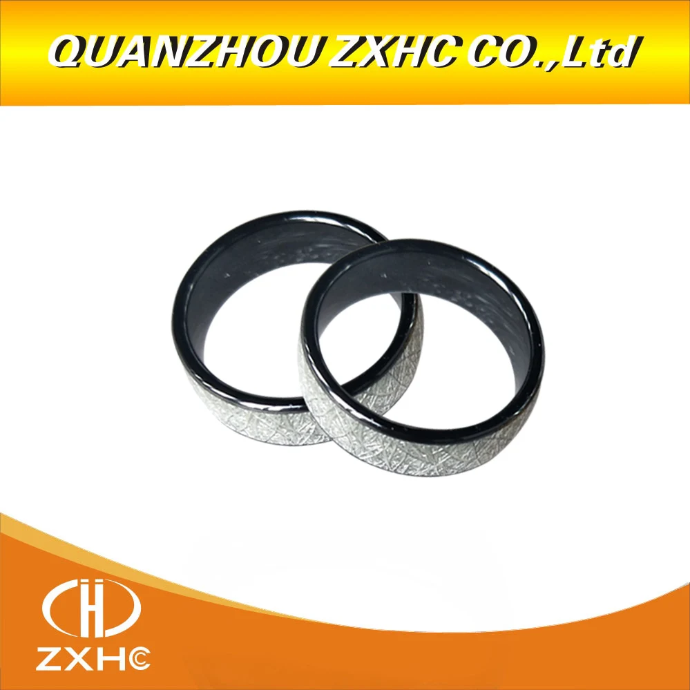 125KHZ/13.56MHZ T5577 or UID chip  RFID Bright silver Ceramics Smart Finger Ring Wear for Men or Women