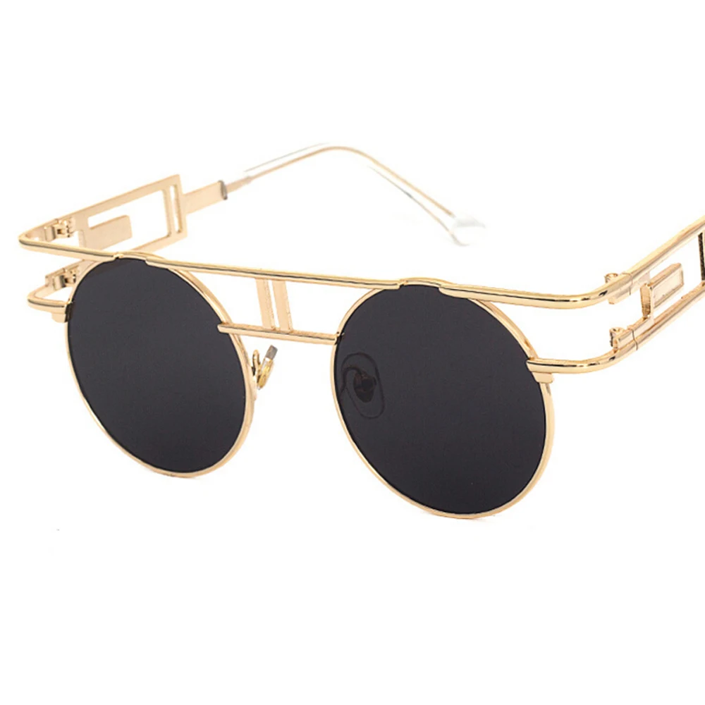 Peekaboo vintage gotyckie okulary przeciwsłoneczne w stylu steampunk mężczyźni retro okrągła metalowa ramka żółte czerwone koło okulary przeciwsłoneczne dla kobiet unisex uv400 — zdjęcie 5
