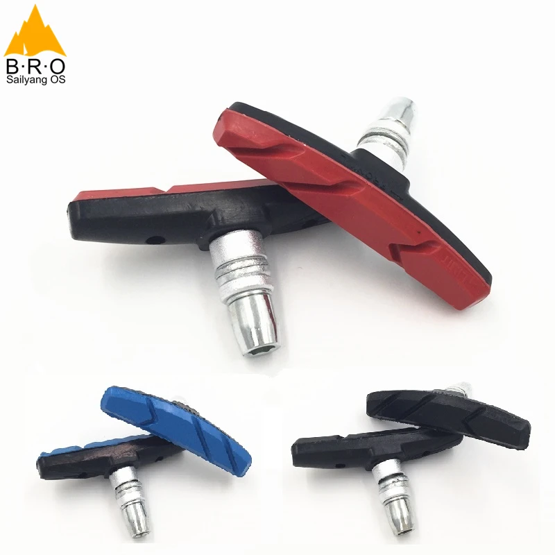 3 colors Blue and Red Bicycle mountain brake V-brake pads with mud trough silent bicycle brake pads road bike brake pads