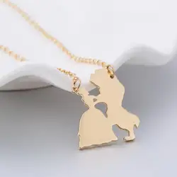2025 New Movie Jewelry Beauty and the Beast Necklace for Women Prince Princess Pendant Necklaces Lover Accessories Gifts
