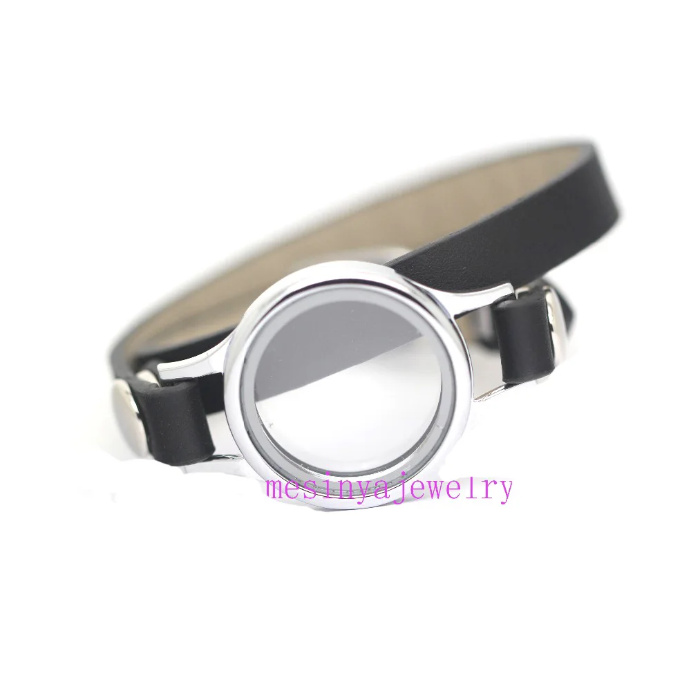 

10pcs 30mm Plain Magnet Floating Charm Memory Living Glass Locket Black Bracelet Without Charms