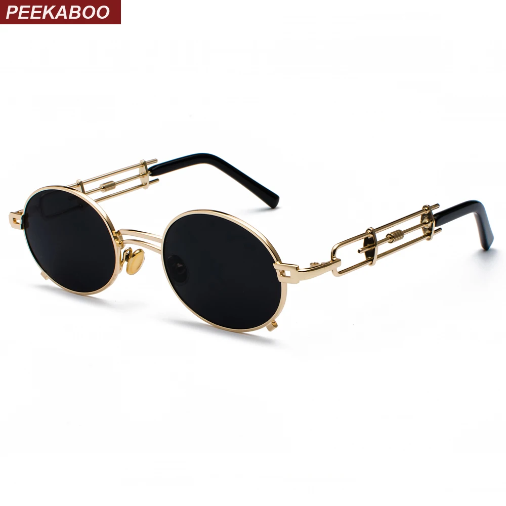 W chowanego retro okulary przeciwsłoneczne w stylu steampunkowym męskie okrągłe vintage 2024 metalowe oprawki złote czarne owalne okulary przeciwsłoneczne dla kobiet czerwony męski prezent