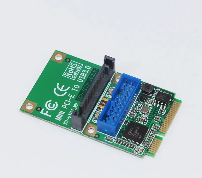 Mini PCI-E USB Card MINI PCI-Express to USB3.0 Adapter 19Pin Header to USB3.0 5Gb SATA Power Half High Full High Suitable for PC