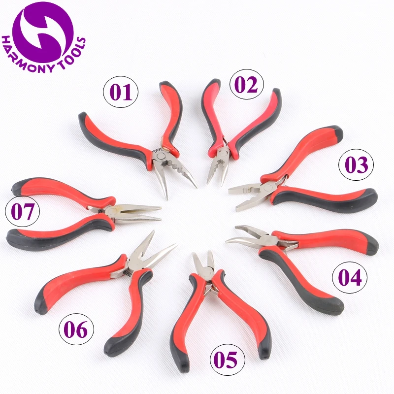 

HARMONY 7 Pieces Red & Black Handle Hair Extensions Pliers for Install and Remove Micro Rings Tubes (Style 01,02,03,04,05,06,07)