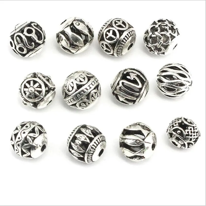 10pcs Hole 2mm,Tibetan Silver Spacer Beads for Jewelry Making DIY Handmade Charm Beads Bracelet Necklace Jewelry Accessories