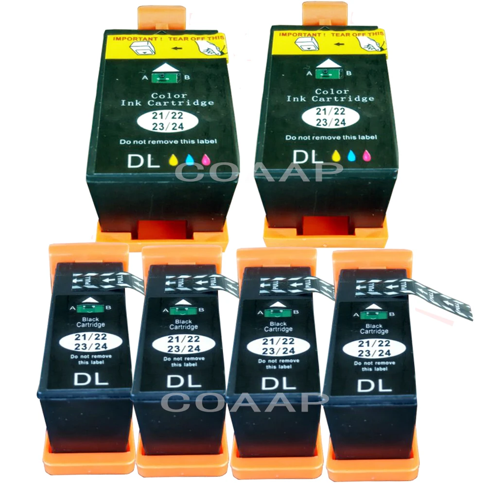 

6 Compatible 21 22 series Ink Cartridges For Dell V313 V313W V515W P513W P713W V715W Printer