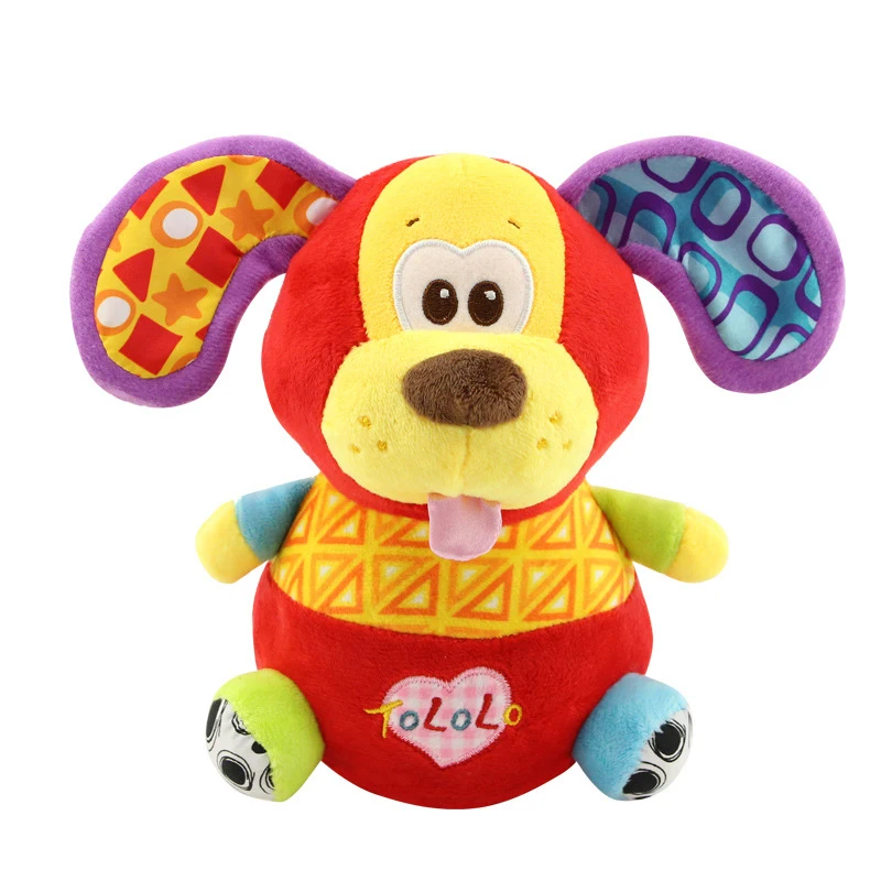 Baby Roly-poly Tumbler Rattle Toy Soft Cartoon Musical Animal Giraffe/Dog/Monkey Lion Plush Stuffed Doll for Newborns Gifts