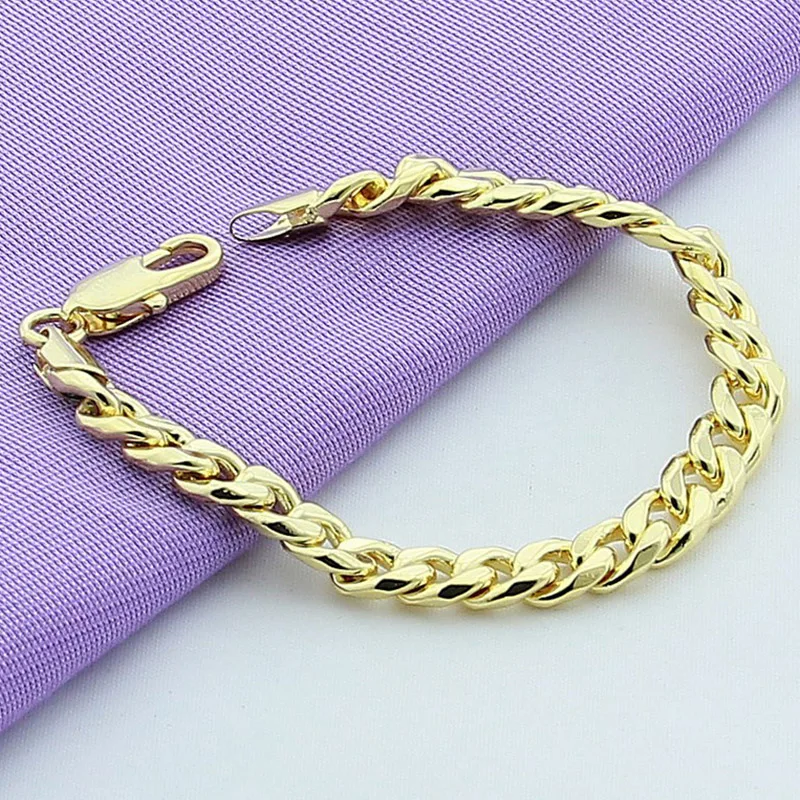 Aravant 925 Silver 10MM Gold Sideways Bracelet For Men Women Fashion Jewelry