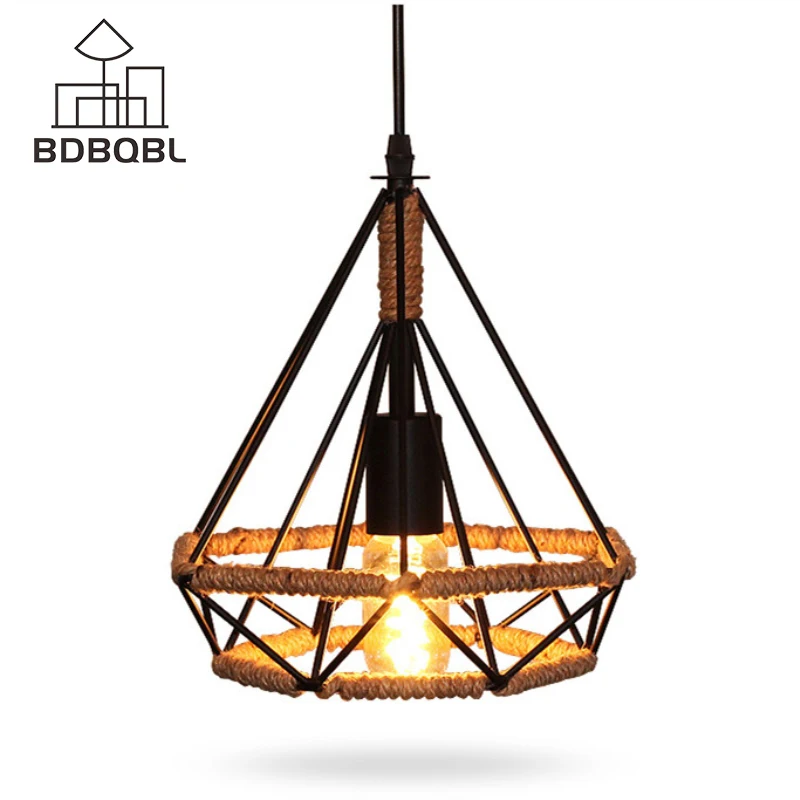 

BDBQBL Vintage Iron Pendant Lights Vintage Home Decoration For Living Room 110-240V E27 Base Lamp LED Bulbs Without Switch