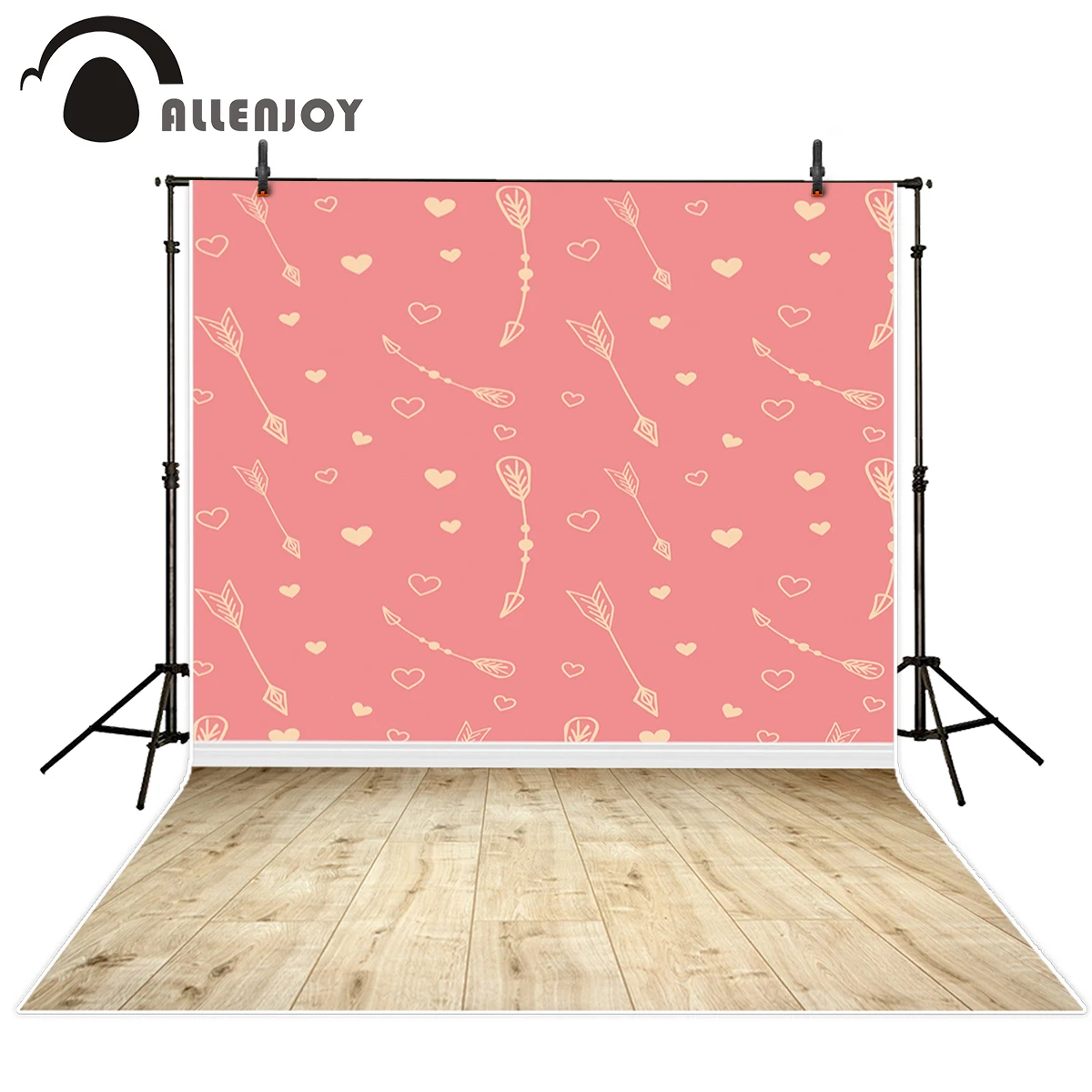 Allenjoy Новые поступления фото фон розовый любовь деревянный пол стрела День Святого Валентина вечерние Фотофон с принтом без подставки