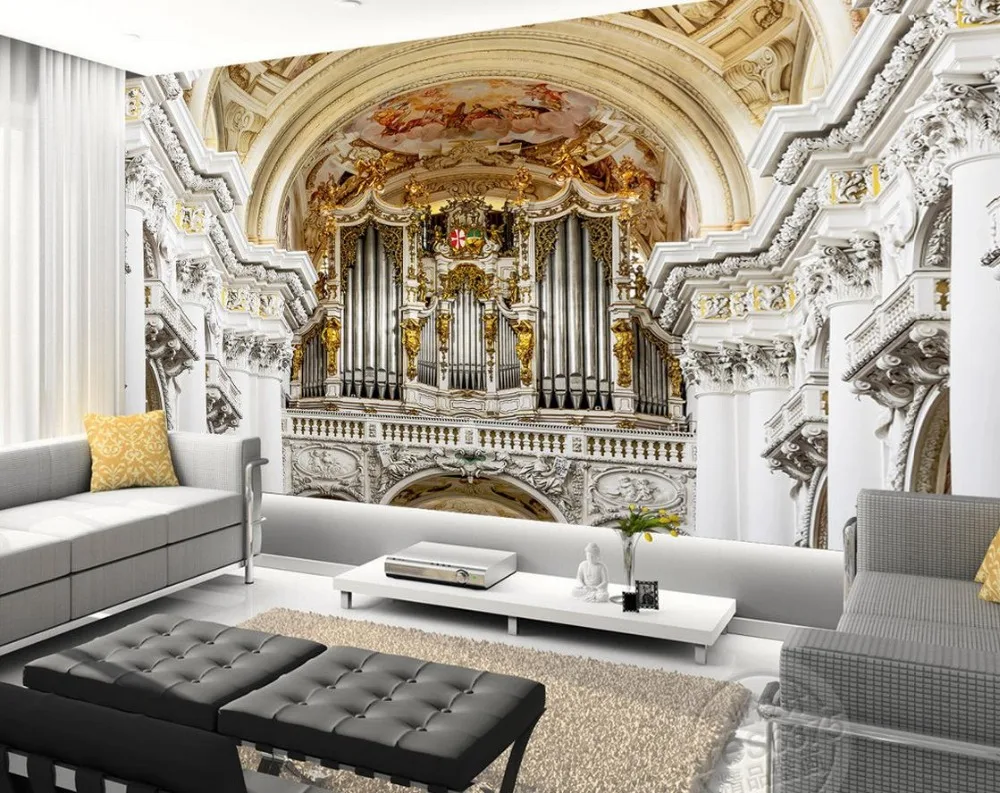 papel de parede 3D Europe style church frescoes TV backdrop 3d stereoscopic wallpaper Home Decoration