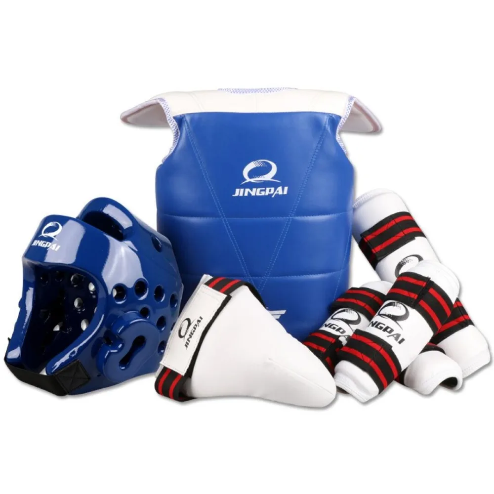 Wholesale WTF approved Taekwondo protectors suite Helmet chest shin arm guards Child karate headgear MMA kick body hugo Helmets