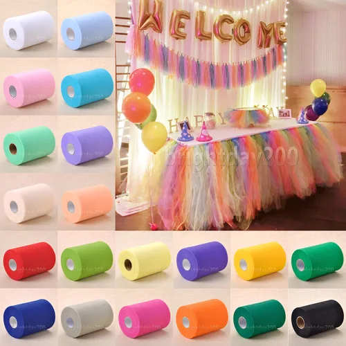 DIY 투투 베이비 샤워 바느질 원단, 웨딩 파티 생일 선물 포장 공예 장식, 6 인치 x 100 야드, 15cm x 91.5m 