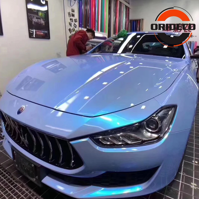 2019 New Super Glossy Chameleon Double Colors Gray Blue Candy Car Vinyl Wrap Chameleon Candy Decal Wrap ORINO Vehicle Foil