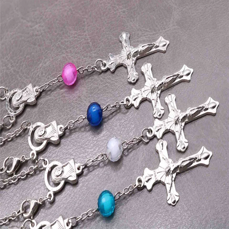 48 pieces / religious bracelet crystal pearl rosary child sacrament baby baptism is conducive to children baptism Catholic