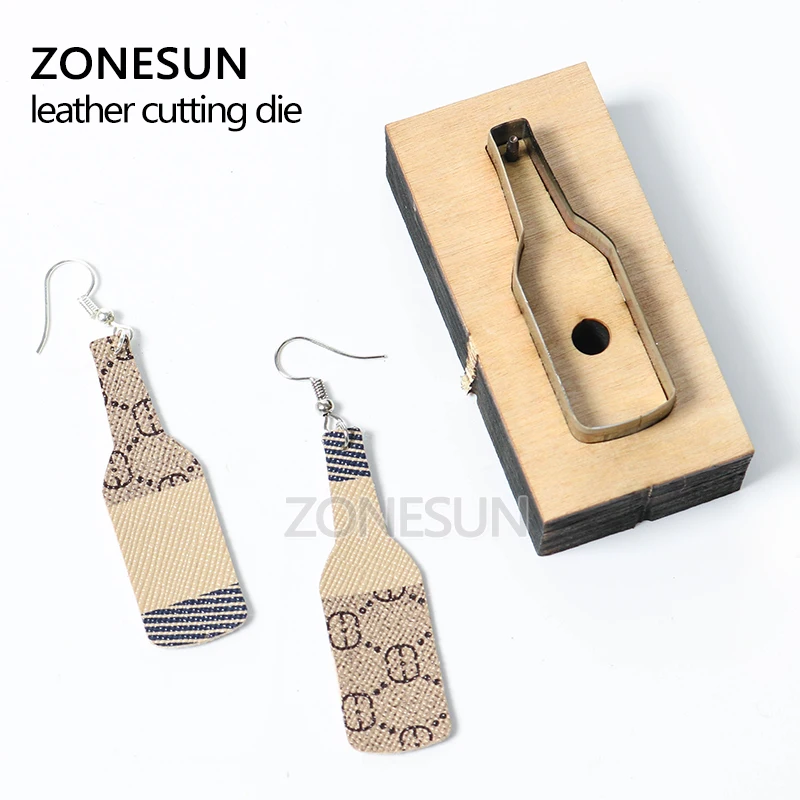 ZONESUN bottle custom leather paper earring decoration cutting steel rule click press die clicker tools handmade handicraft diy