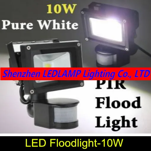 PIR Motion Sensor LED flood light 10W Black AC85-265V waterproof IP65 Floodlight Spotlight Outdoor Lighting Free shipping