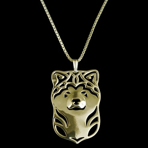 Boho Chic Alloy Japan's akita necklace dog pendant jewelry golden colors plated 12pcs/lot