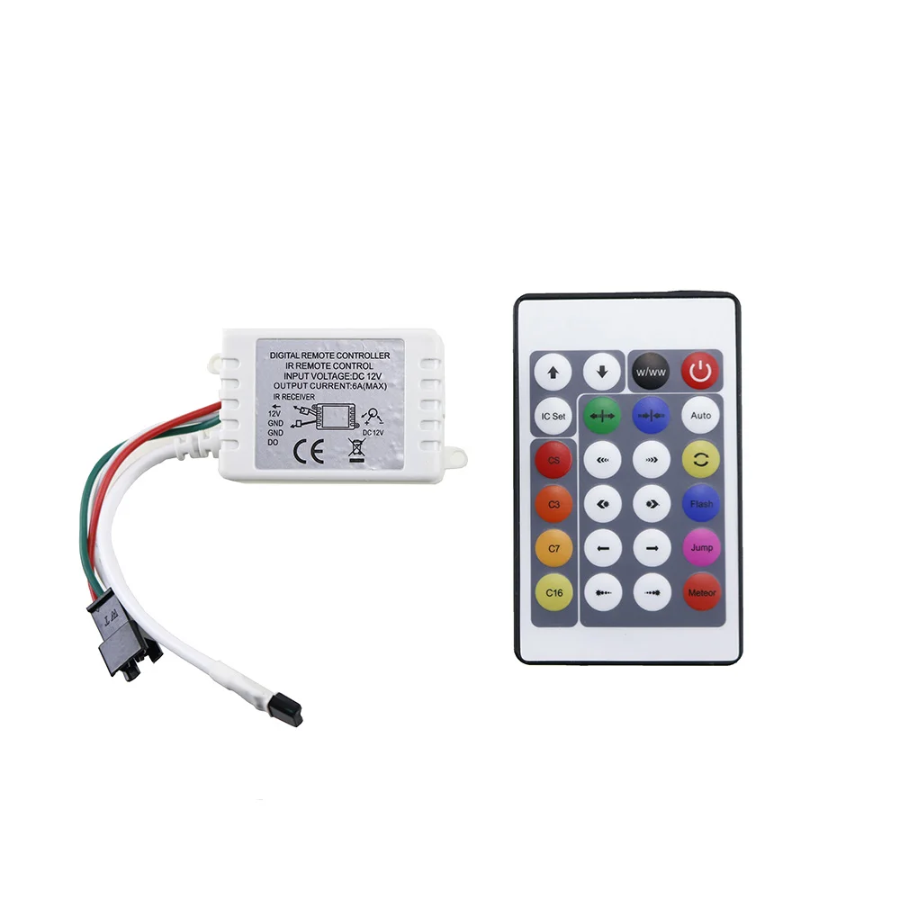 24 Key DC12V IR Remote Controller WS2811 2811 200 Change Max 1000 Pixels LED Controller for full LED Strip Light Lamp dc12V 1pcs