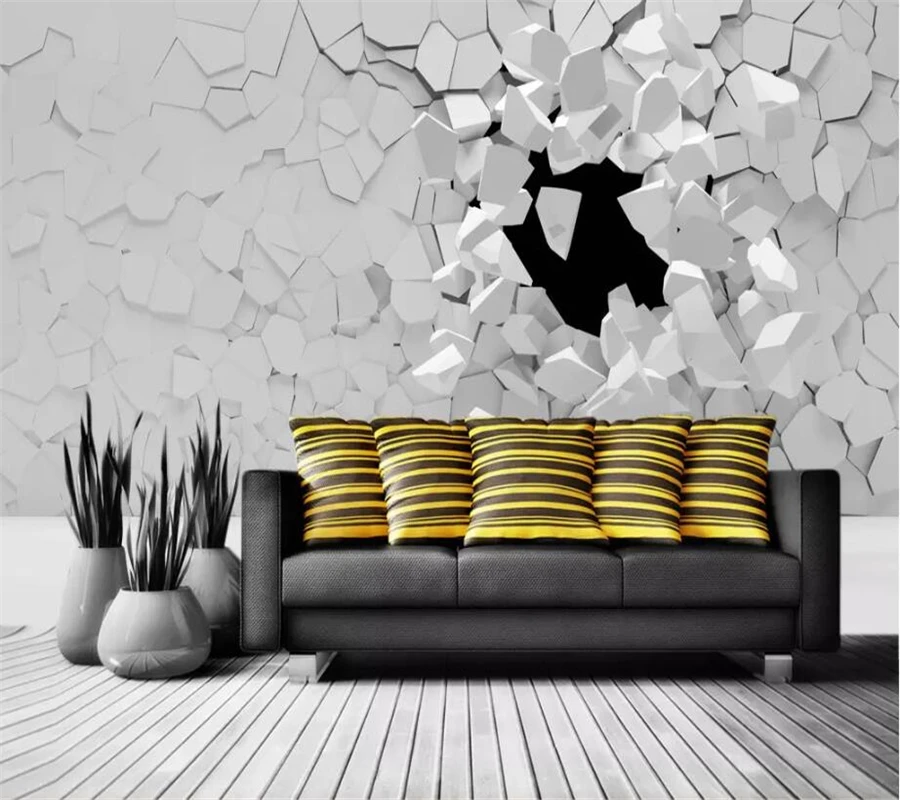 

wellyu Custom wallpaper papel de parede Stereo 3d extended space broken wall wallpaper large background wall painting behang