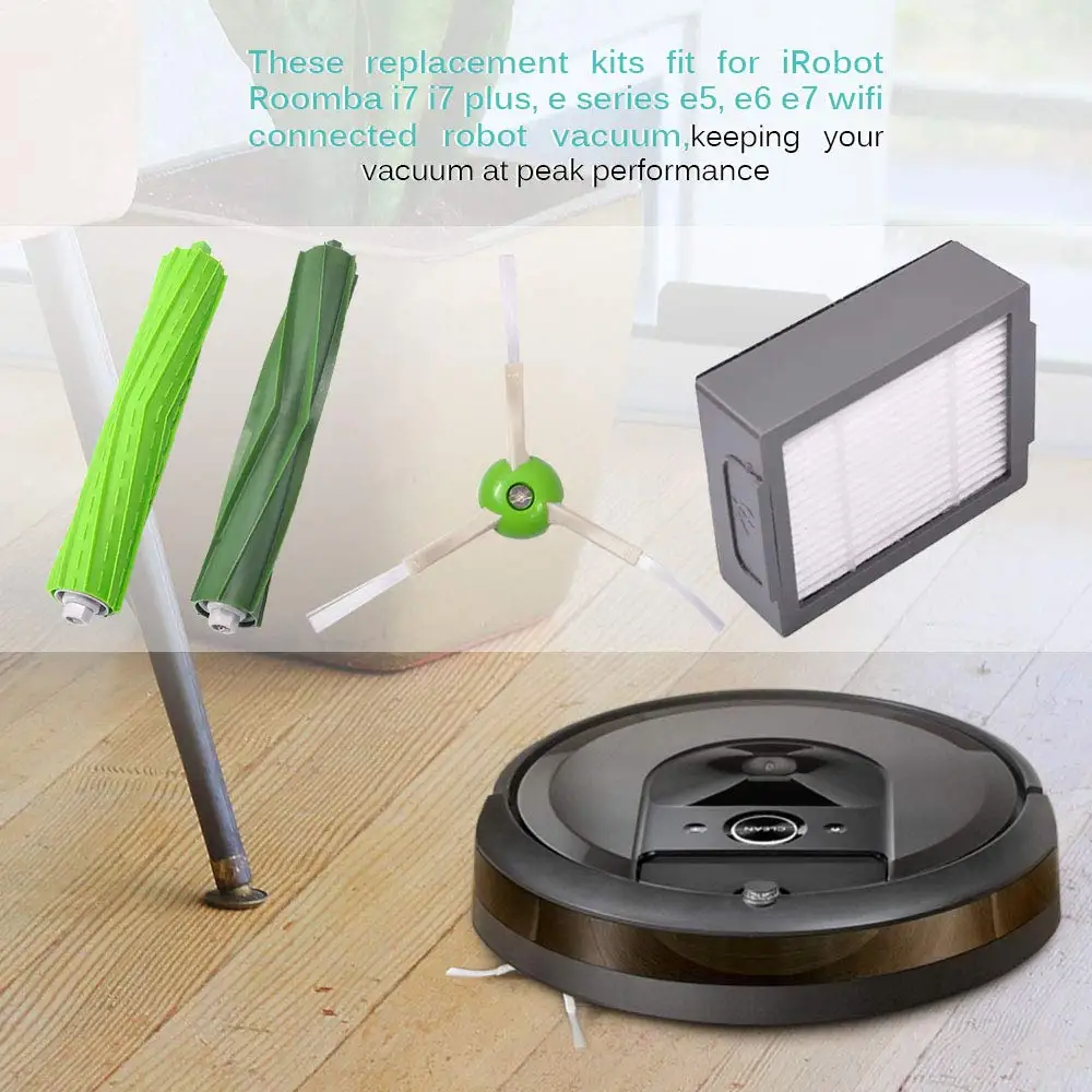 Kits de Cepillo Lateral de filtro de cepillo de rodillo para iRobot Roomba i7 i7 +/i7 Plus E5 E6 E7 piezas de Robot aspirador