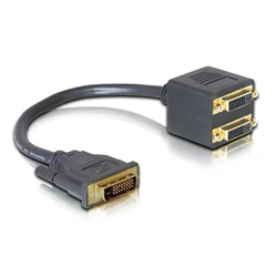 DVI Male to 2 DVI Female Adapter cable Single Link DVI Splitter 1 to 2 Port Y Extension Cable Adapter for PC HDTV Black