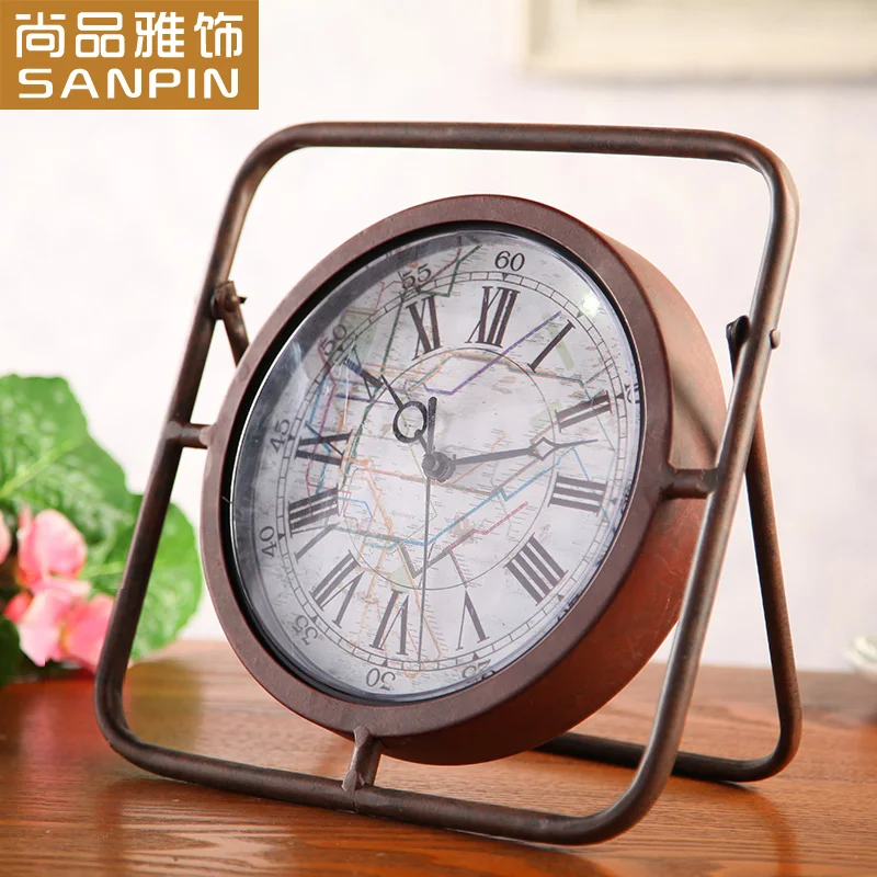 Clock classic European style rustic wrought iron furnishings software installed to do the old European-style retro ornaments stu