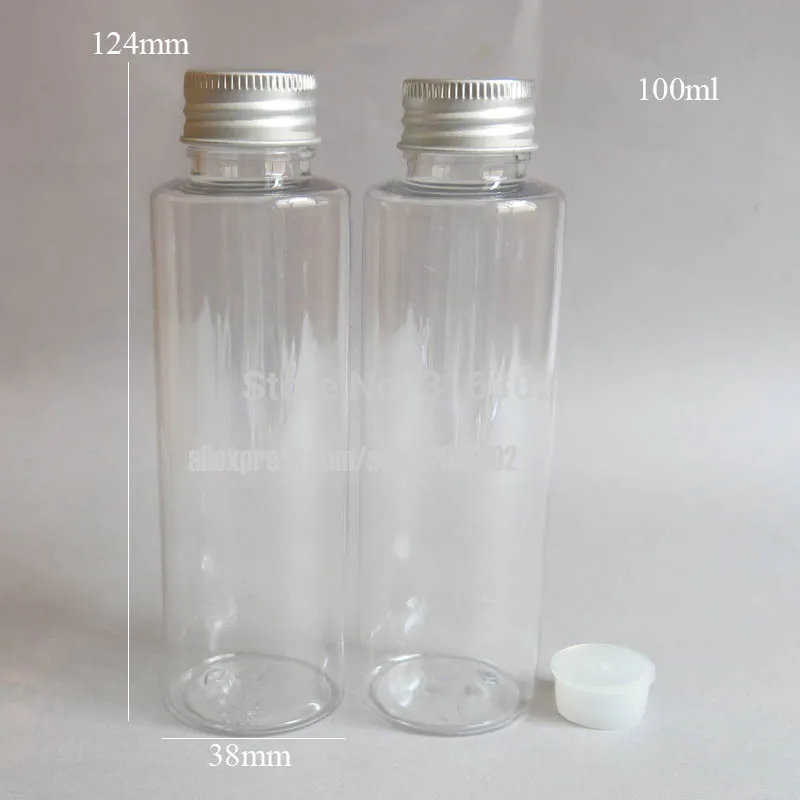 20 x100ml clear pet plastic bottle with aluminum cap with insert  100cc transparent Refillable cream  Shampoo bottle