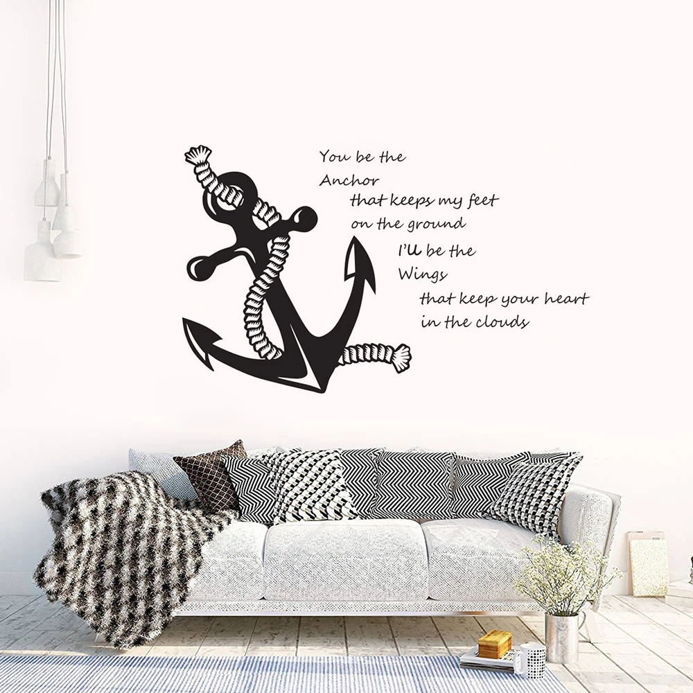 You Are My Anchor Quote Wall Decals Nautical Theme Home Decoration Sailing Anchor Wall Sticker Removable Vinyl Sea Poster AZ475 image 3