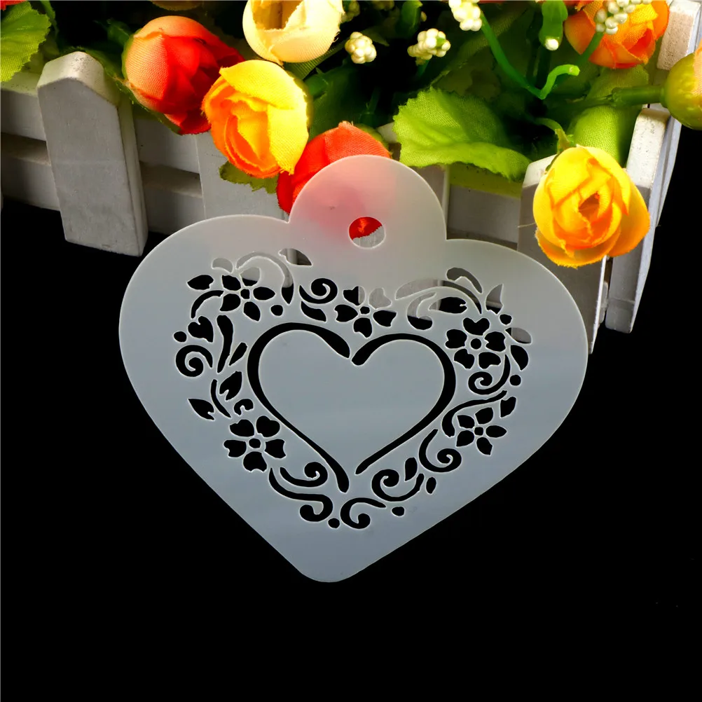 Plantillas de café de plástico para capuchino, accesorios de cocina de 9,5x8,5 cm, Set de 3 unids/set