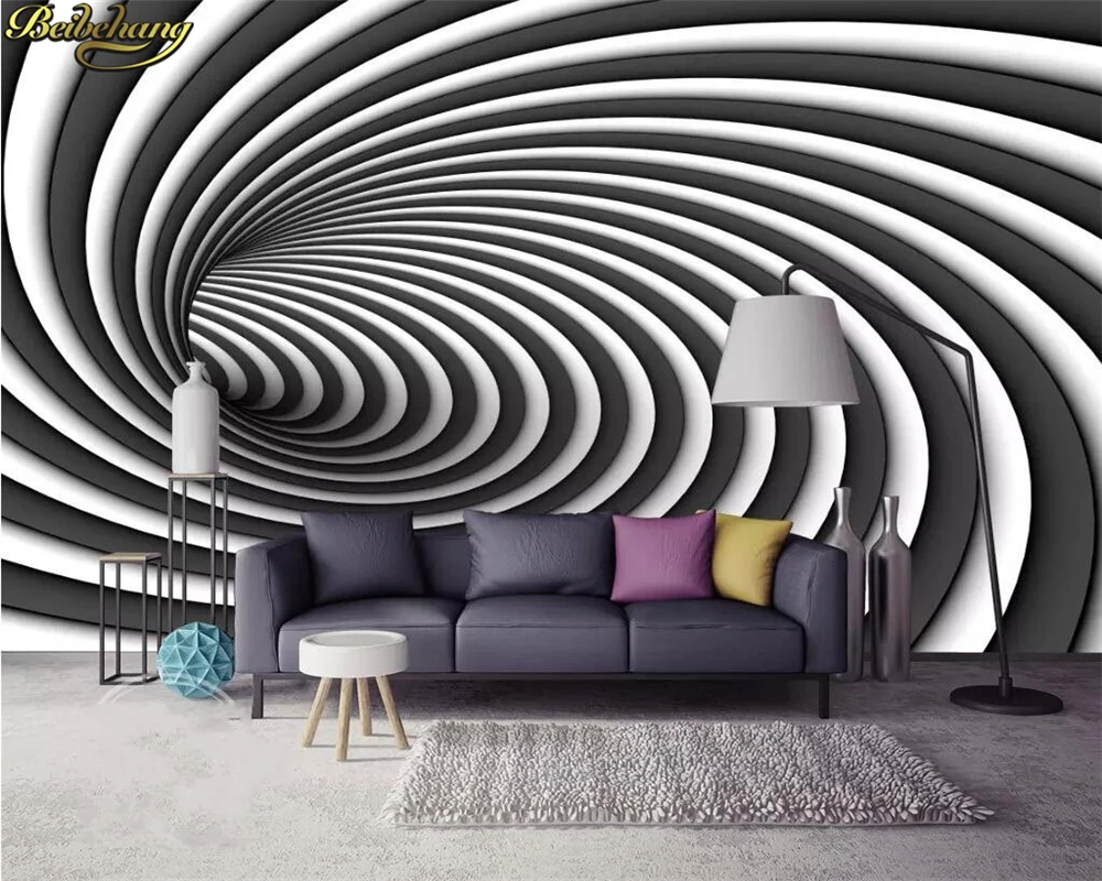 beibehang Custom photo wallpaper mural Nordic minimalism black and white three-dimensional tunnel TV background wall paper