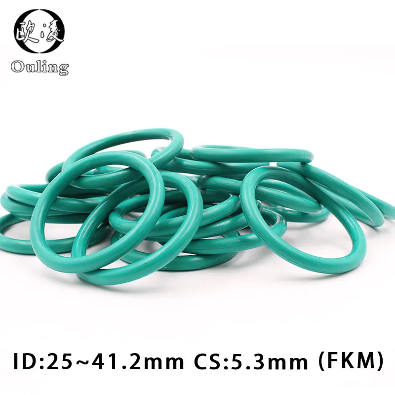 

5PC Fluorine rubber Ring FKM O-ring Seal CS5.3mm ID25/27.5/30/32.5/35/37.5/40/41.2mm O Ring Seal Gasket Oil Ring Sealing Washer