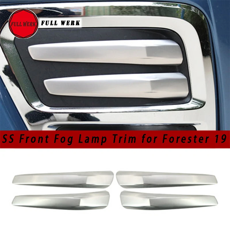 

4pc Front Fog Light Lamp Stainless Steel Trim Cover Stickers for Subaru Forester 19 Fog Light Decoration Accessories Car Styling