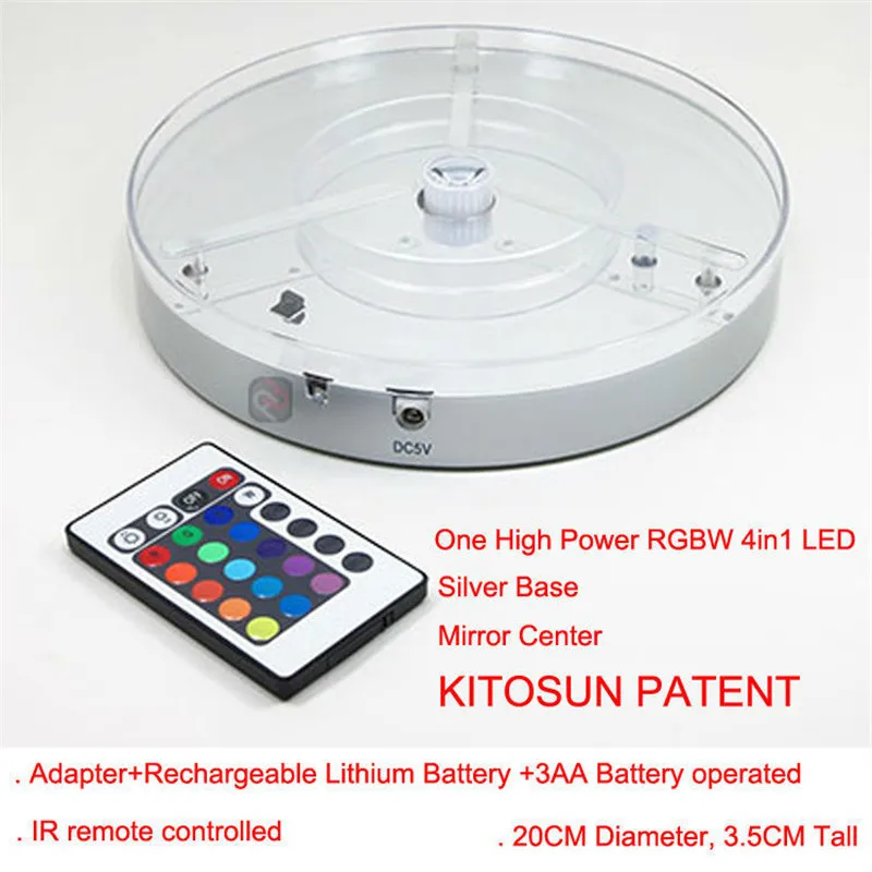

Rechargeable Battery Operated 8inch Multicolor LED Under Vase Light Base with Remote Controller for Wedding Reception
