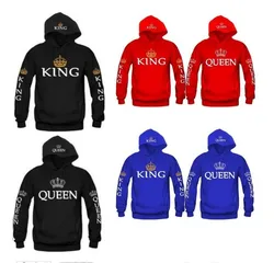 OMSJ 2024 Autumn 3Colors King Queen Printed Hoodies Women Men Sweatshirt Lovers couples hoodie Hooded sweatshirt Casual Pullover