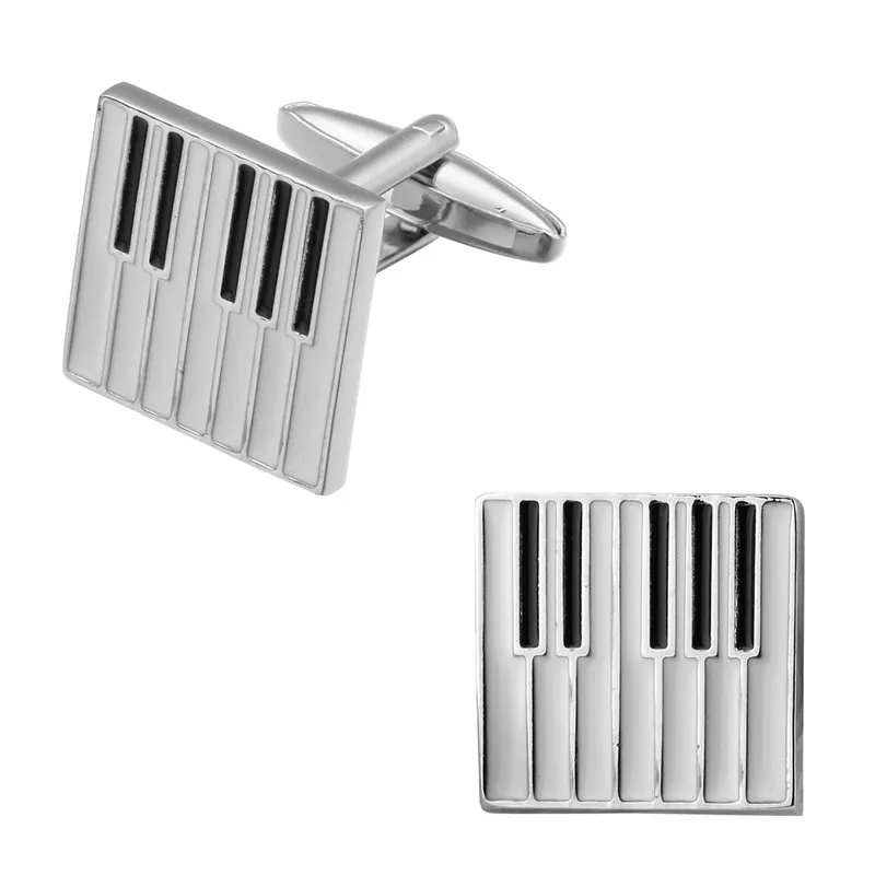 Newest Auction Silvery Piano Cufflinks Buttons for Mens Wedding Gifts Fashion Men's Business Shirt Cufflink Brand Cuff Links