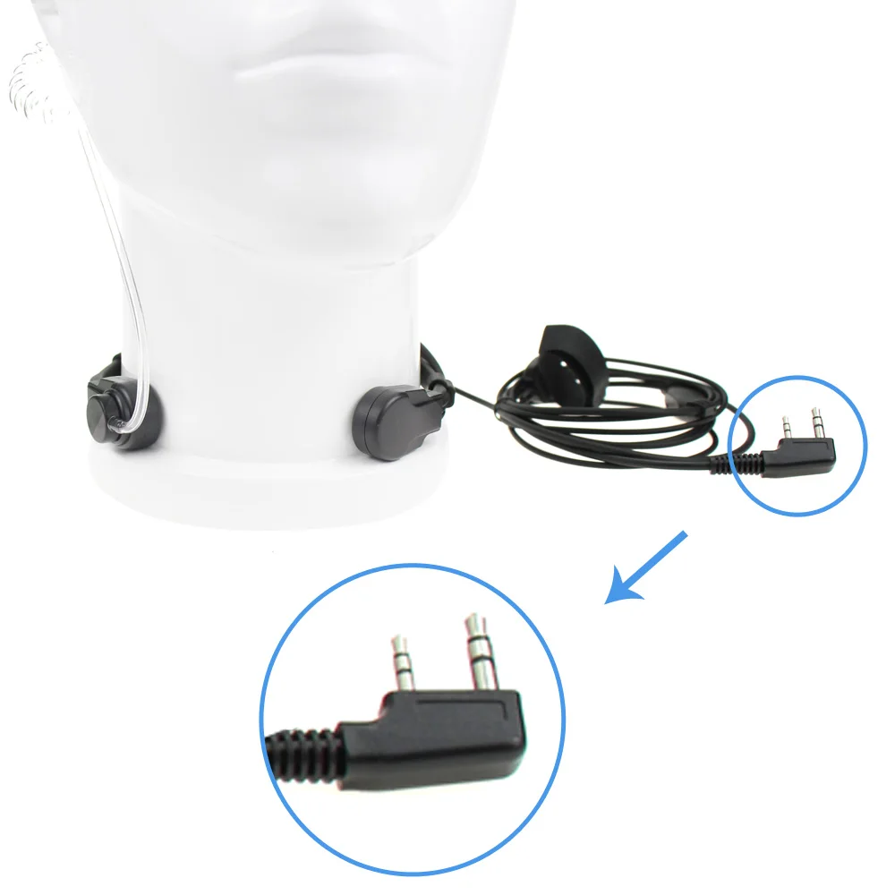 Baofeng Kenwood-auriculares universales K Plug 2 Pin PTT, con micrófono y vibración para garganta, con tubo de aire acústico