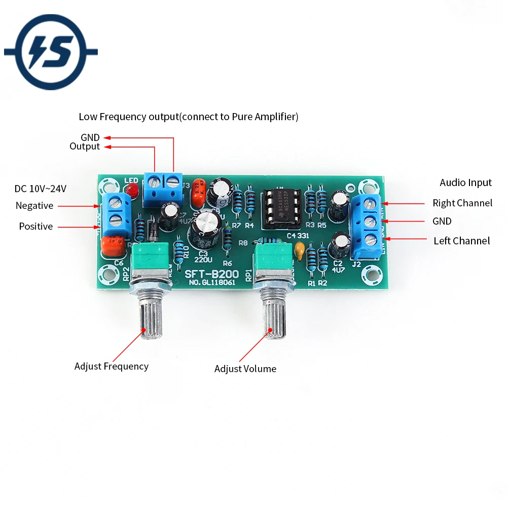 Low Pass Subwoofer Filter DC 12V Single Power Supply Heavy Preamp HIFI Pre-circuit Non-Amplifier Sound Box