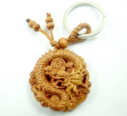 Mahogany Three-dimensional Engraving Key Chain Lifelike Dragon Pendant Key Ring Jewelry Gift For Car Accessories L21