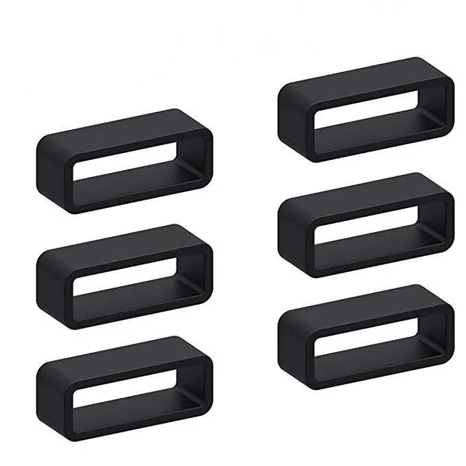 

6pcs Black Silicone Watch Strap Loop Replacement Watch Band Retaining Loop Hoop Rubber Retainer Holder Keeper Waterproof 20 22mm