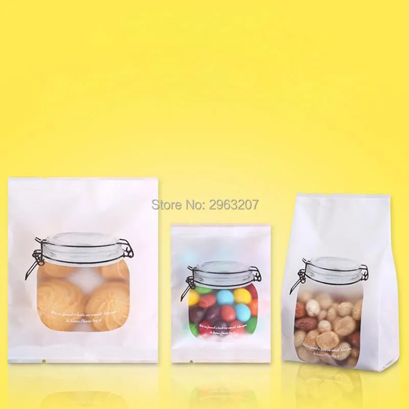 

1000pcs Mason Jar Shaped Food Container Plastic Bag Clear Bottle Storage Plastic Bag for Candy Flower Tea Snacks Coffee