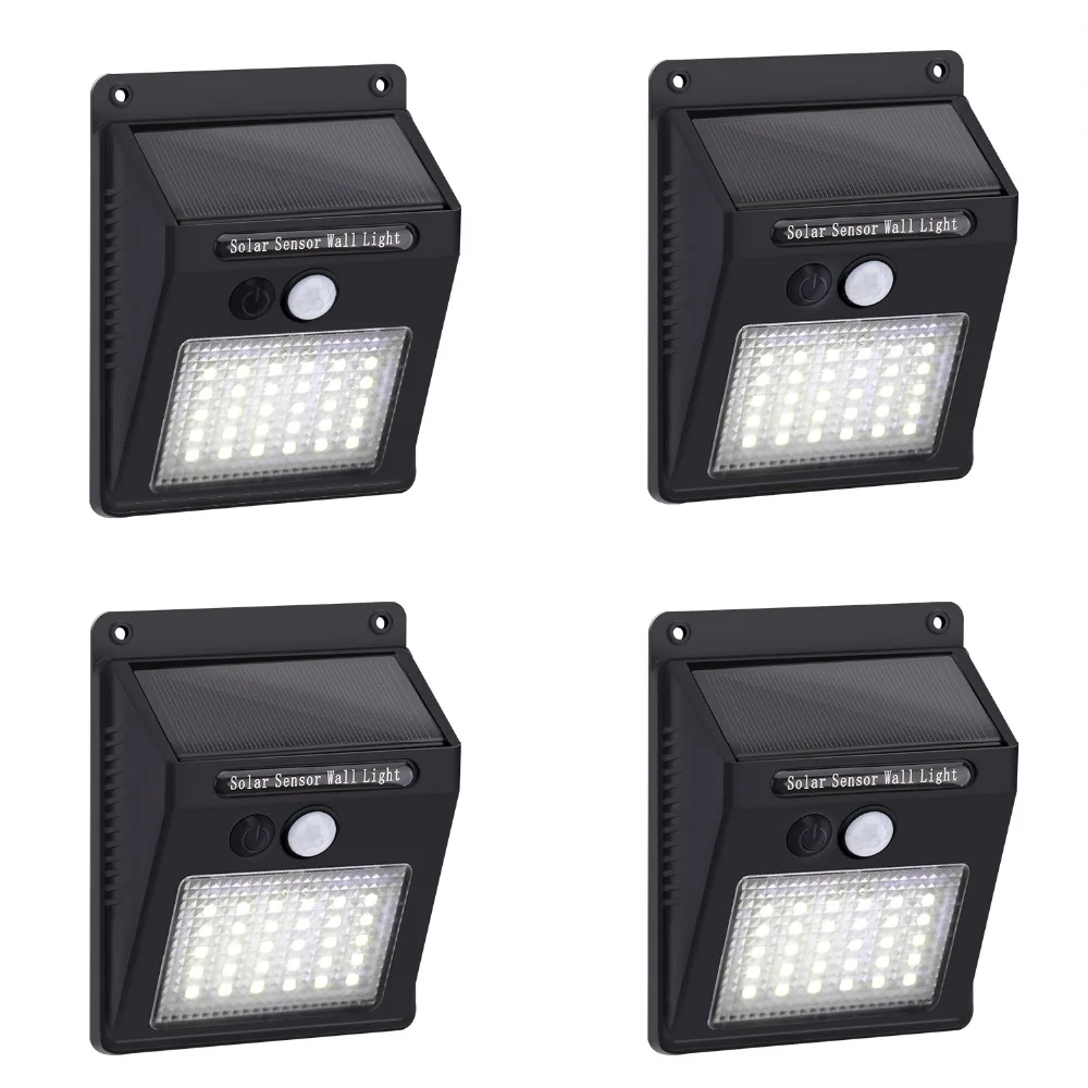 

4 Pack 30 LEDs Security Solar Powered Light PIR Motion Sensor Light Path Wall Lamps Outdoor Garden Emergency Waterproof light