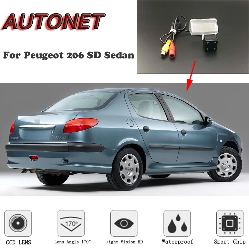 

AUTONET HD Night Vision Backup Rear View camera For Peugeot 206 SD Sedan CCD/license plate Camera