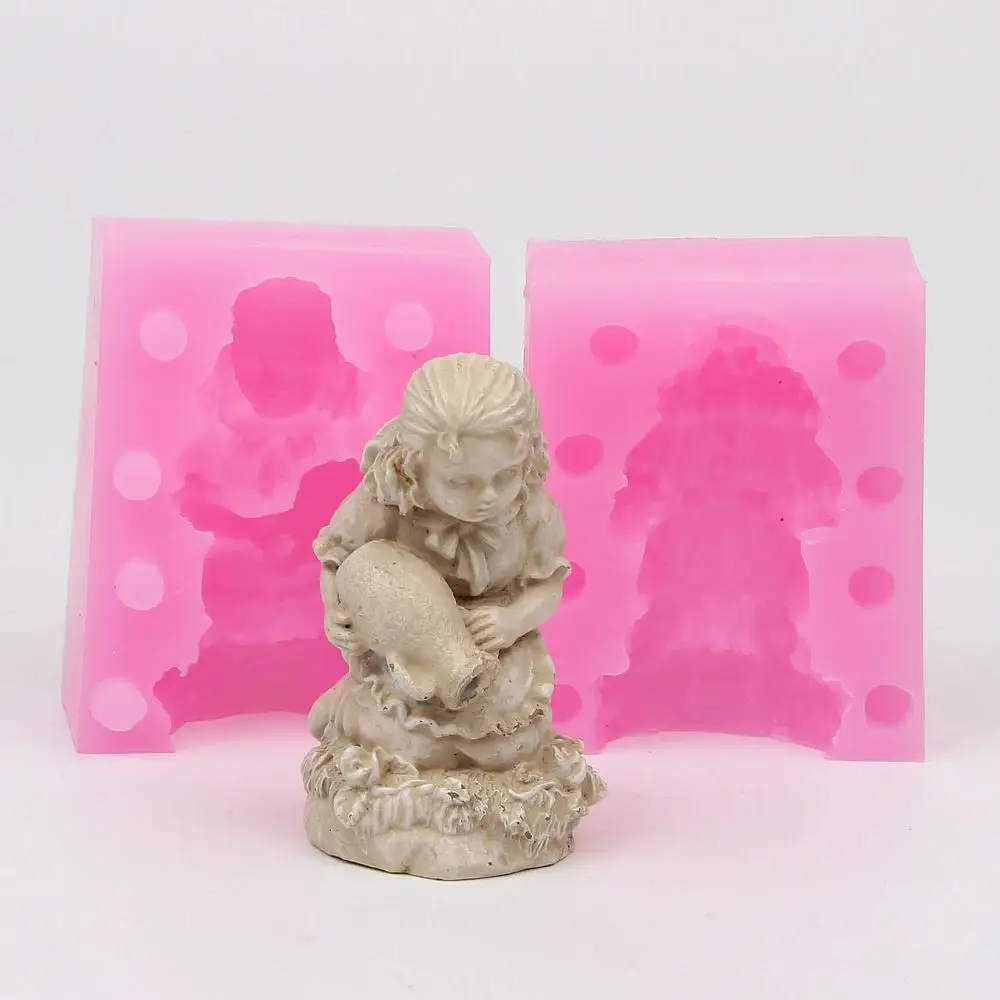 WE004 Silicone mold 3D Water flowers girl furnishing articles diy Resin clay plaster decoration craft mould fondant cake tool